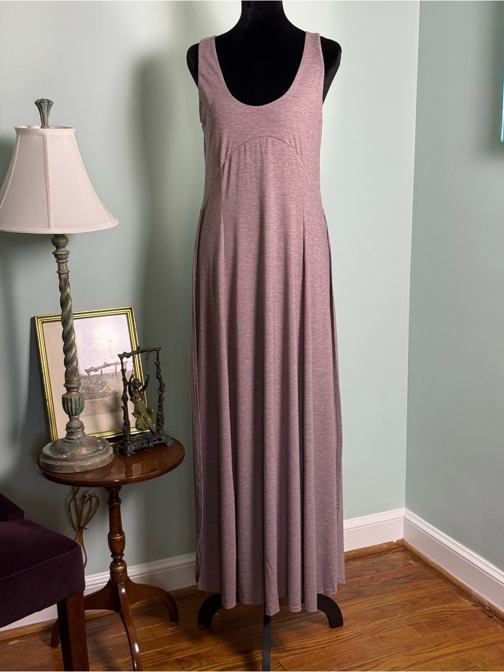 Halara Sleeveless V-Neck Tea Color Maxi Dress With Side Slits - Size S - Picture 3 of 9